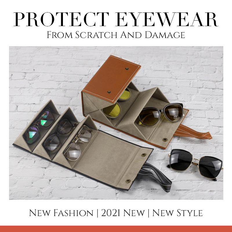 Leather Multiple Foldable Eyeglasses Storage Box