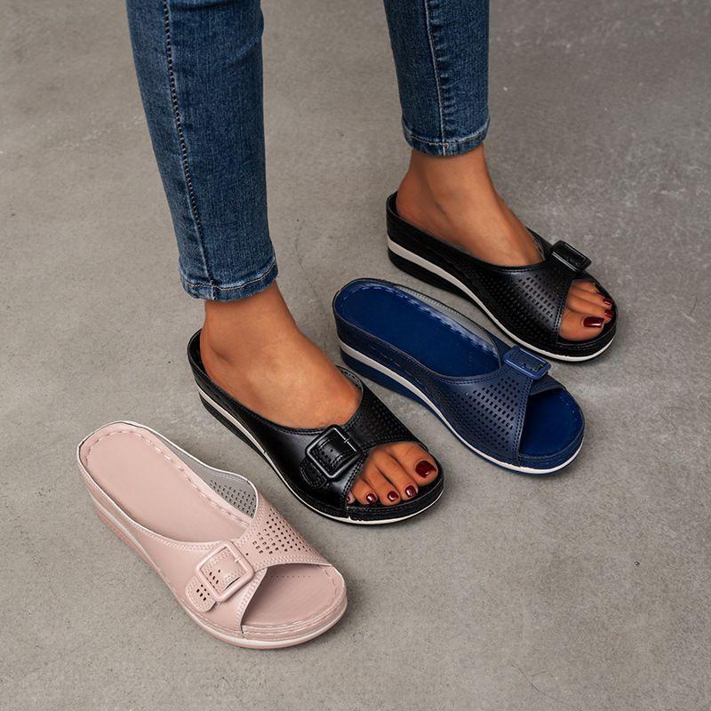 LEATHER SOFT FOOTBED ARCH-SUPPORT SANDALS