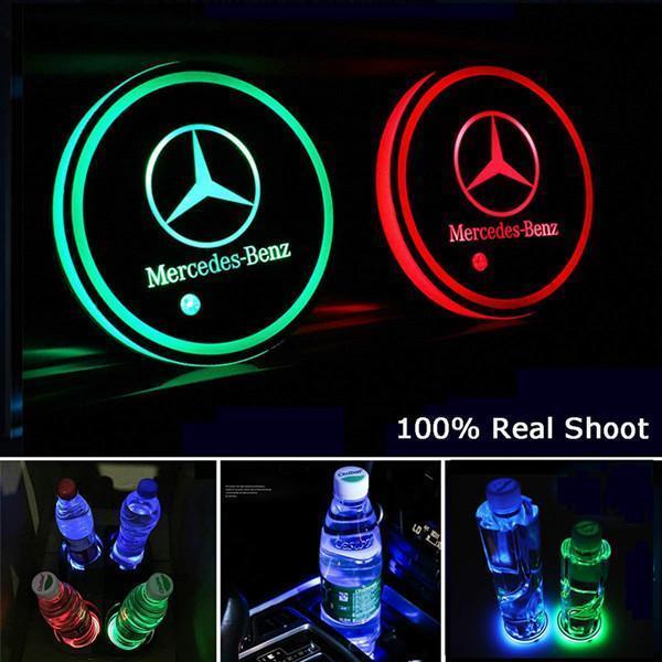 Led Car Logo Cup Lights up Holder USB Charging 7 Colors Changing