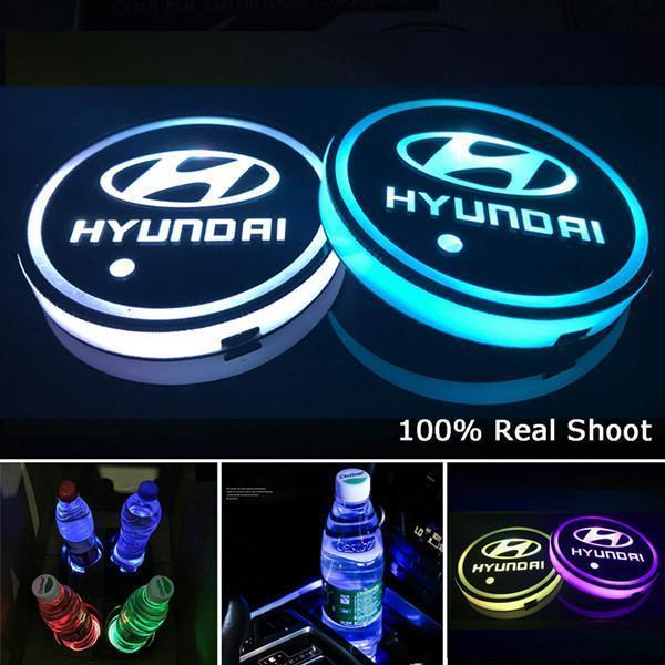 Led Car Logo Cup Lights up Holder USB Charging 7 Colors Changing