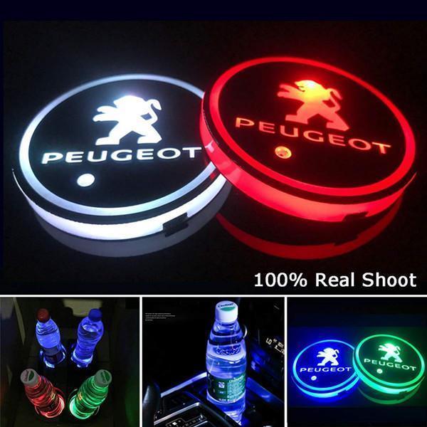 Led Car Logo Cup Lights up Holder USB Charging 7 Colors Changing