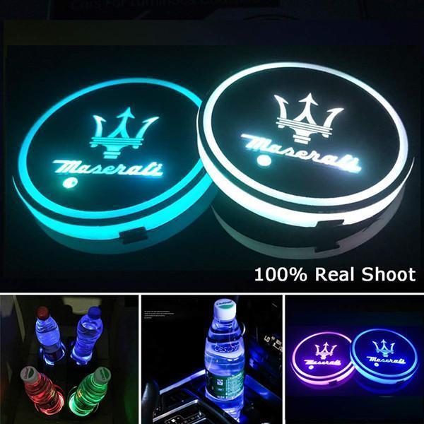 Led Car Logo Cup Lights up Holder USB Charging 7 Colors Changing