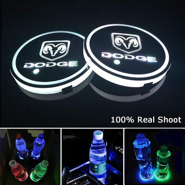 Led Car Logo Cup Lights up Holder USB Charging 7 Colors Changing