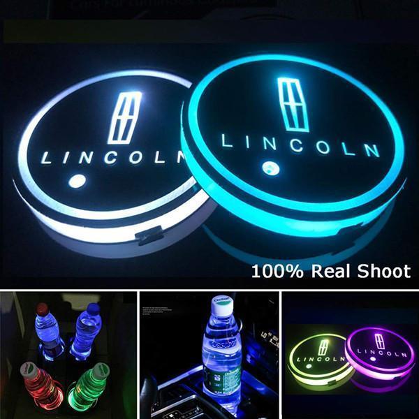 Led Car Logo Cup Lights up Holder USB Charging 7 Colors Changing