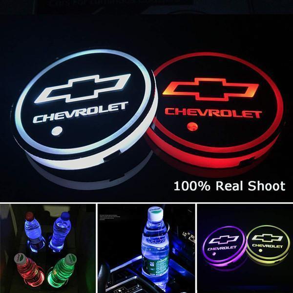 Led Car Logo Cup Lights up Holder USB Charging 7 Colors Changing