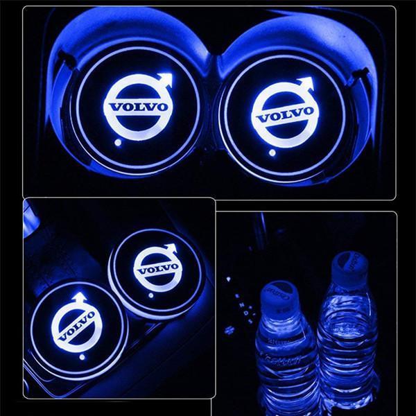 Led Car Logo Cup Lights up Holder USB Charging 7 Colors Changing