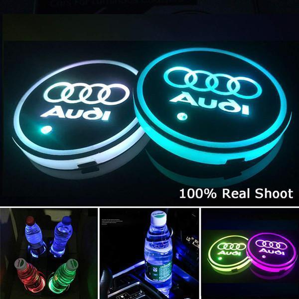Led Car Logo Cup Lights up Holder USB Charging 7 Colors Changing