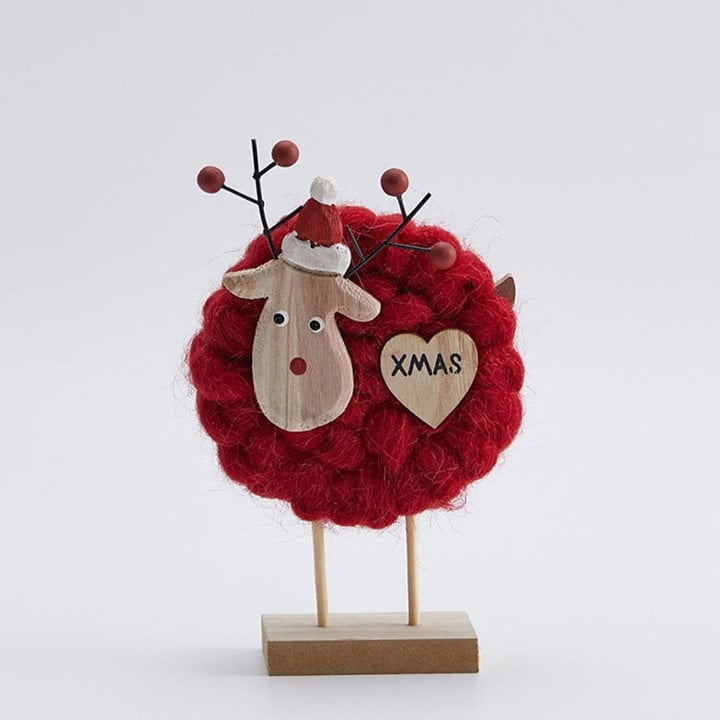 Christmas Home Decor Wool - Wood Felt Reindeer Elk Tree Decorations