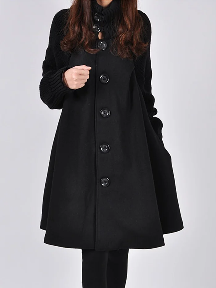 (Free Shipping) High-Neck Oversized Long-Sleeved Coats