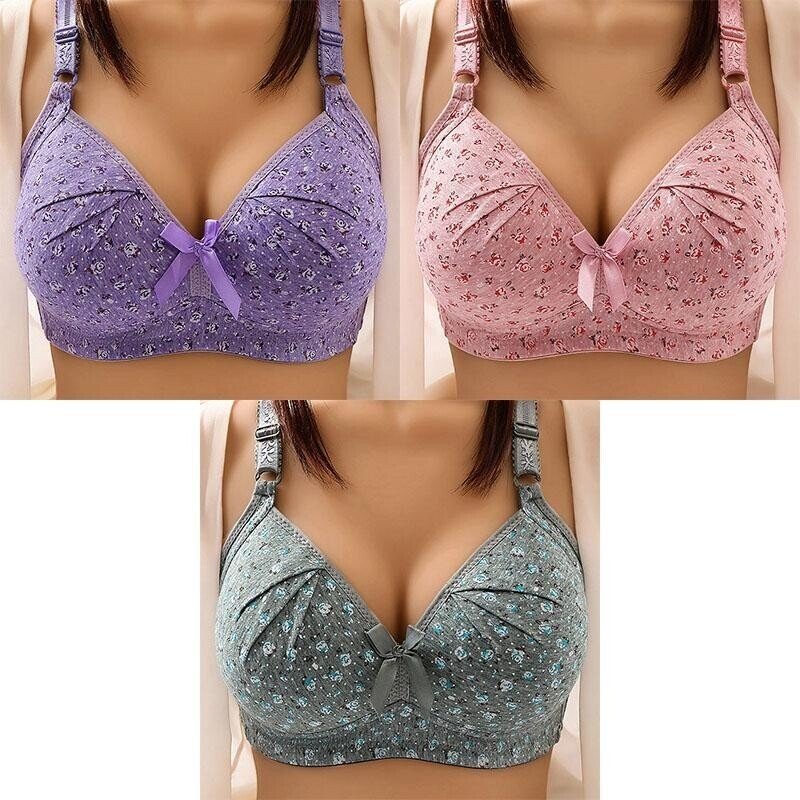 Plus Size Bra Women Underwear Wire Free Comfort  Soft Thin Breathable.