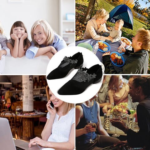 RHINESTONE STONE HOLLOW HEEL SHOES 🔥