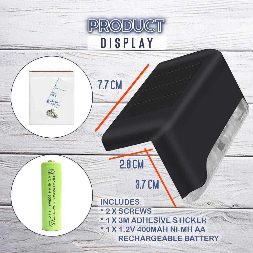 Outdoor Solar Waterproof Railing LED Lights - Set For 4