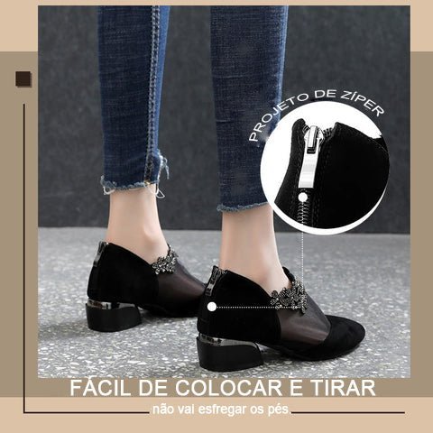 RHINESTONE STONE HOLLOW HEEL SHOES 🔥