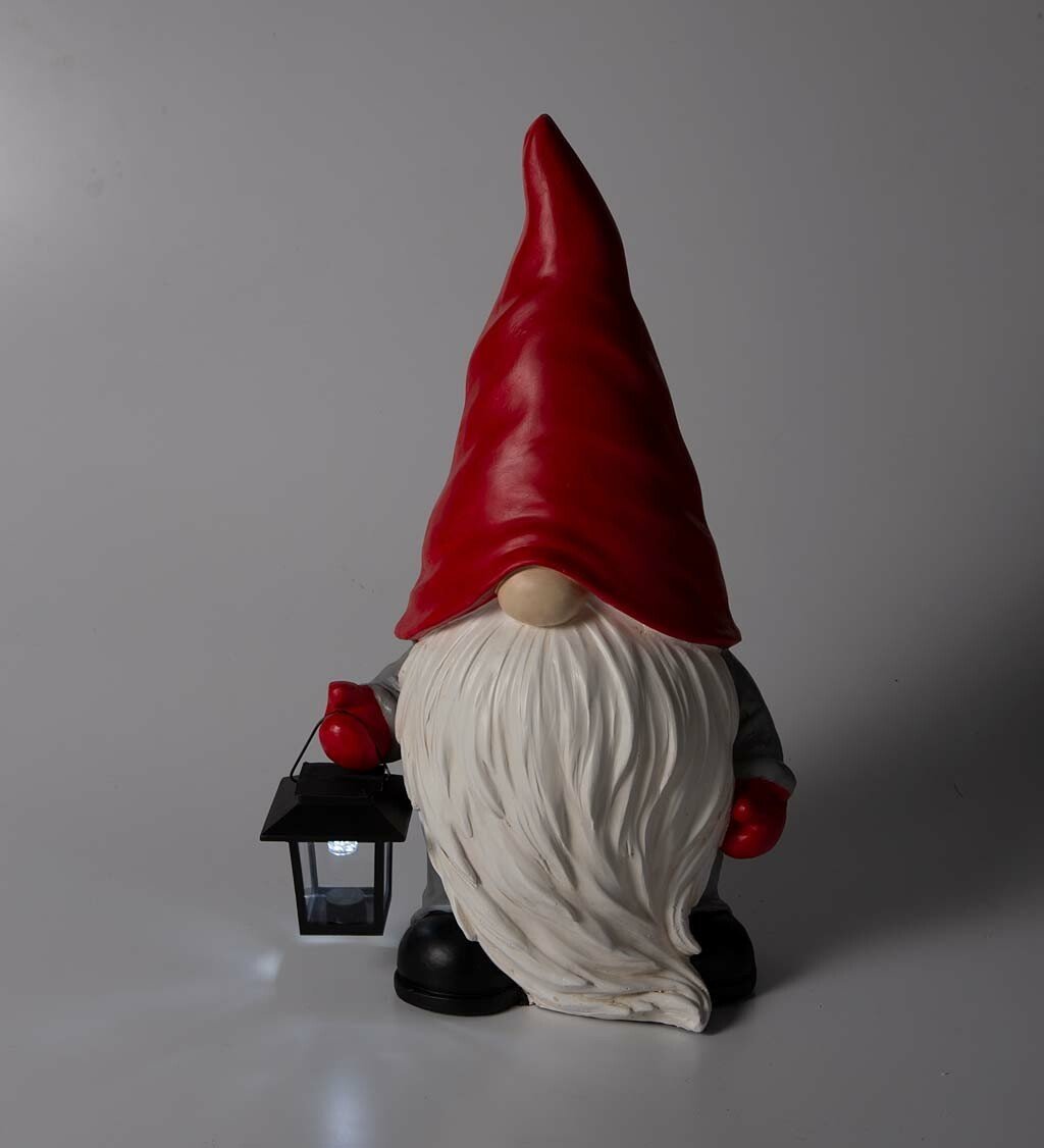 Welcome Home Gnome Sculpture with Solar Lantern