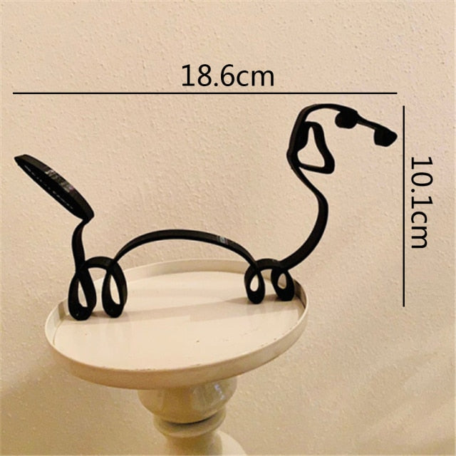 Dog & Cat Line Art Sculpture