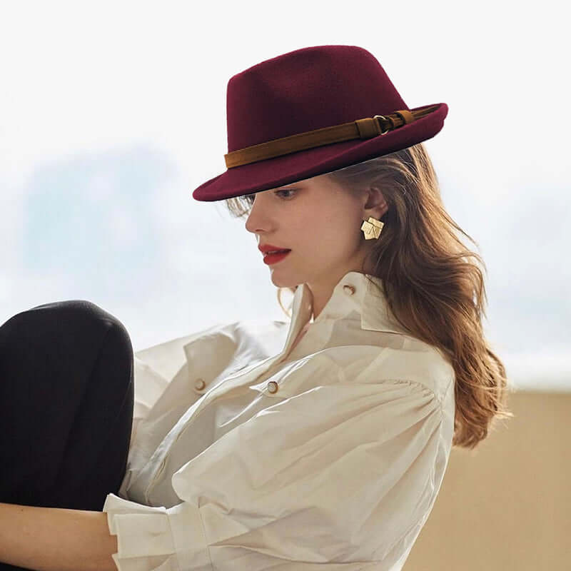 Gentleman Leather Buckle Hat