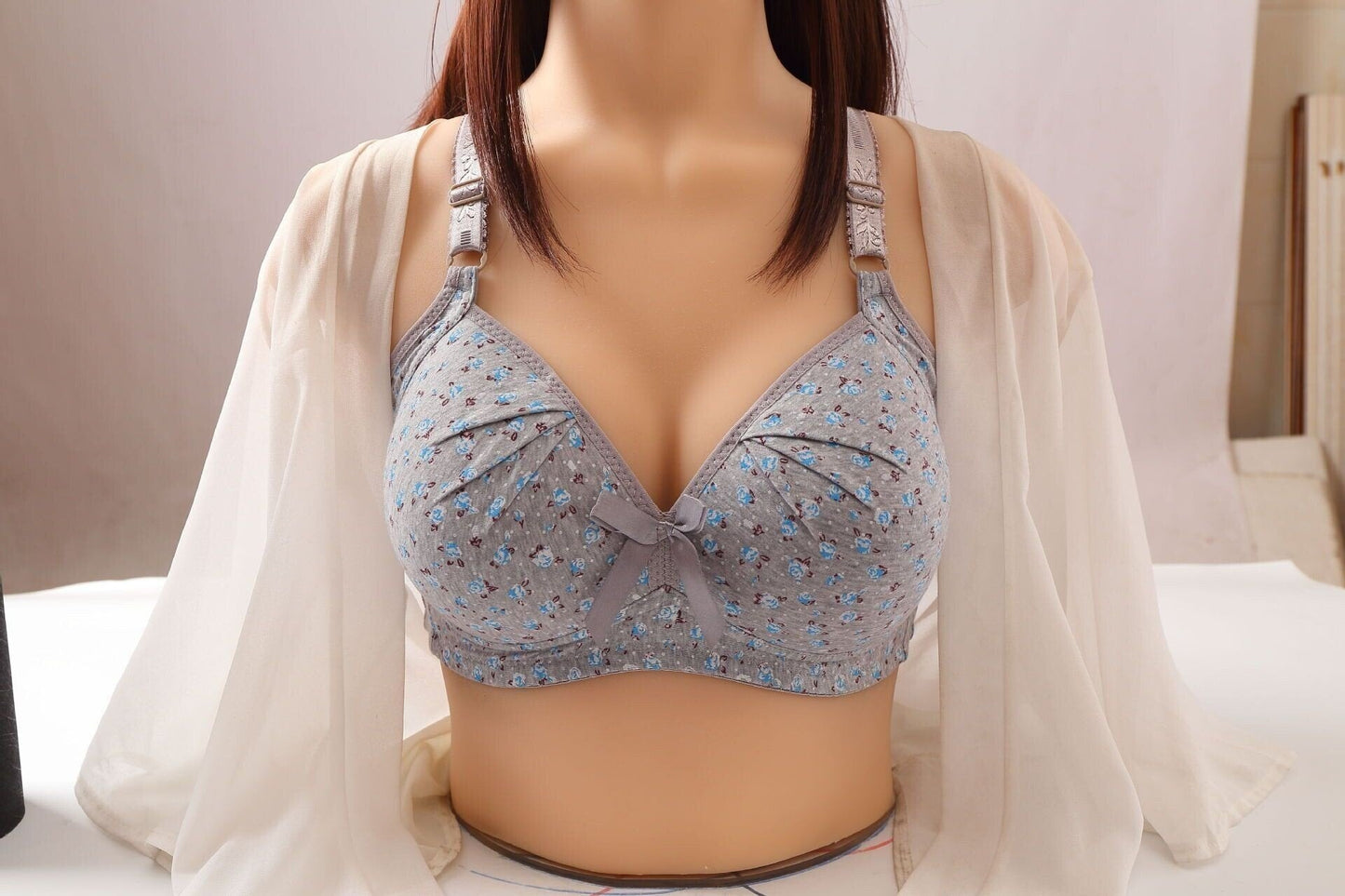 Plus Size Bra Women Underwear Wire Free Comfort  Soft Thin Breathable.