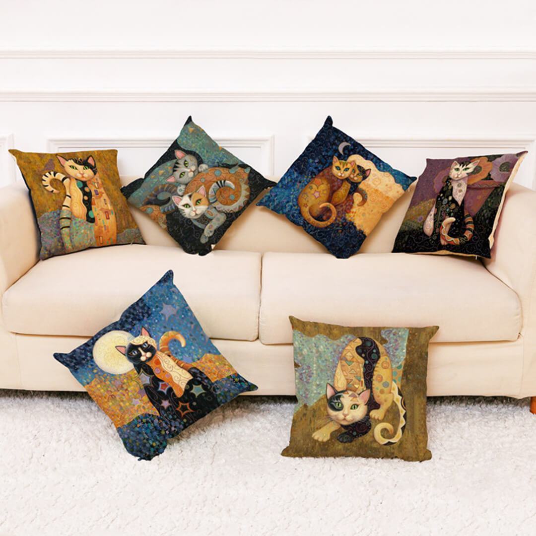 Gustav Klimt Cats Art Pillowcases