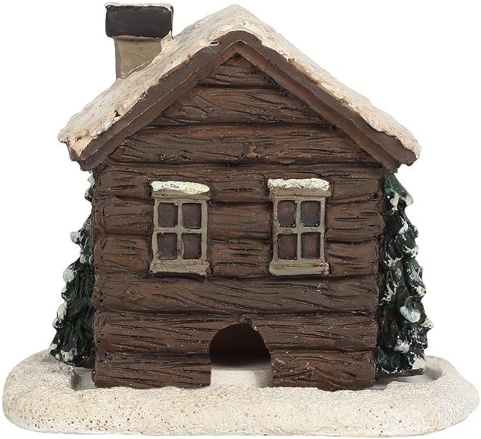 Log Cabin Snowy Winter Incense Cone Burner