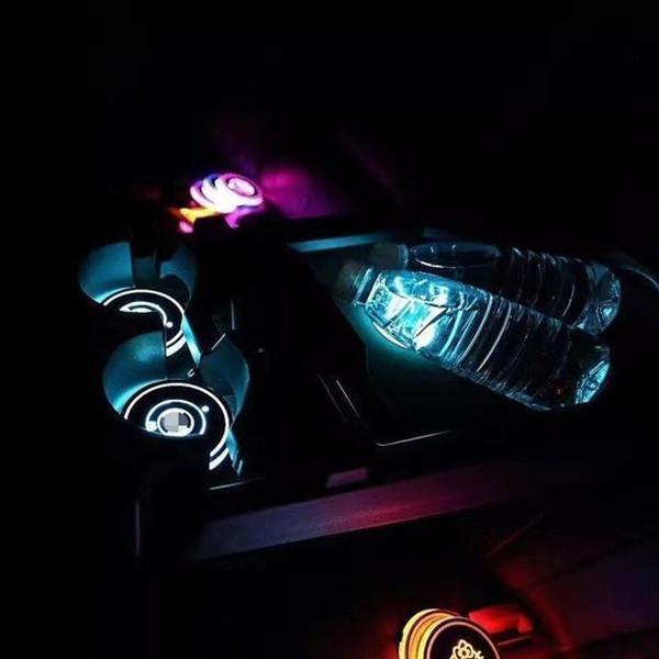 Led Car Logo Cup Lights up Holder USB Charging 7 Colors Changing