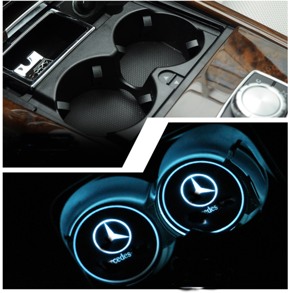 Led Car Logo Cup Lights up Holder USB Charging 7 Colors Changing