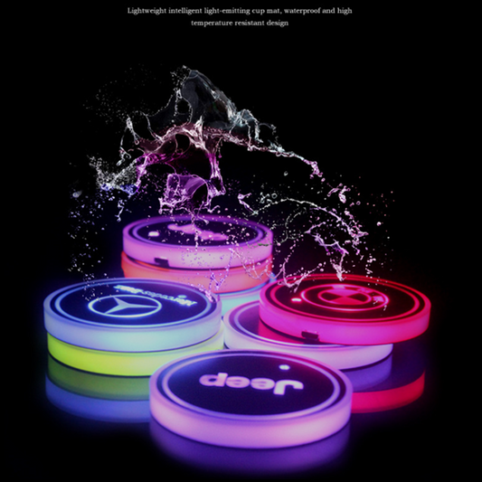 Led Car Logo Cup Lights up Holder USB Charging 7 Colors Changing