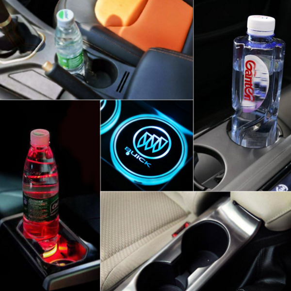 Led Car Logo Cup Lights up Holder USB Charging 7 Colors Changing