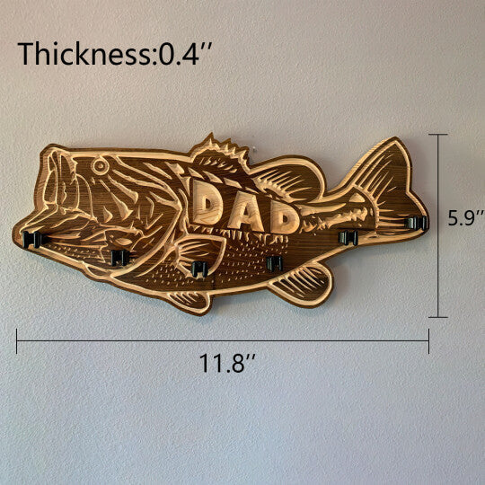 Father's Day Gift🎁 wood large mouth bass fishing rod holder