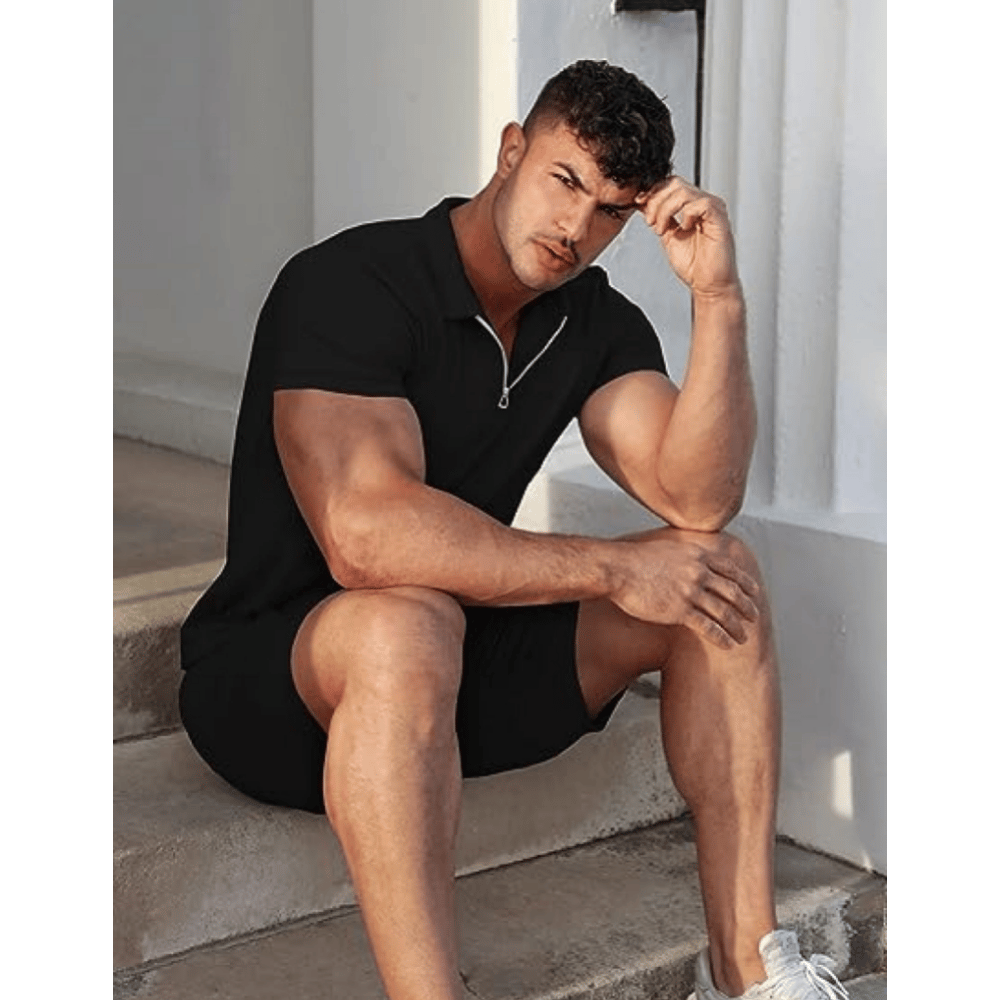 🔥NEW UPGRADE🔥Men's Casual Polo Shirt and Shorts Set