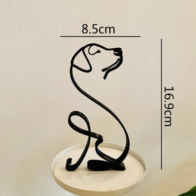Dog & Cat Line Art Sculpture