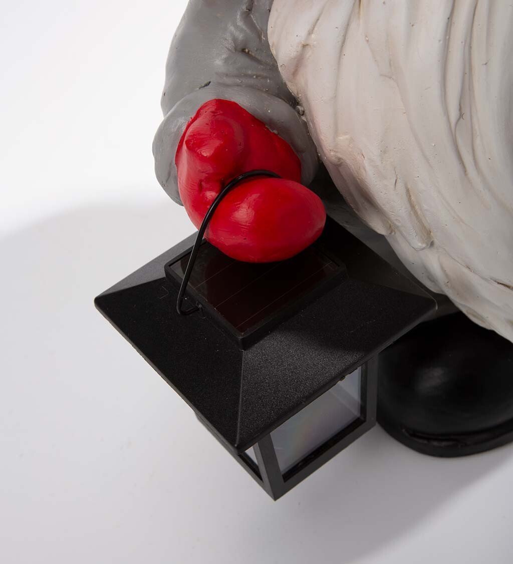 Welcome Home Gnome Sculpture with Solar Lantern