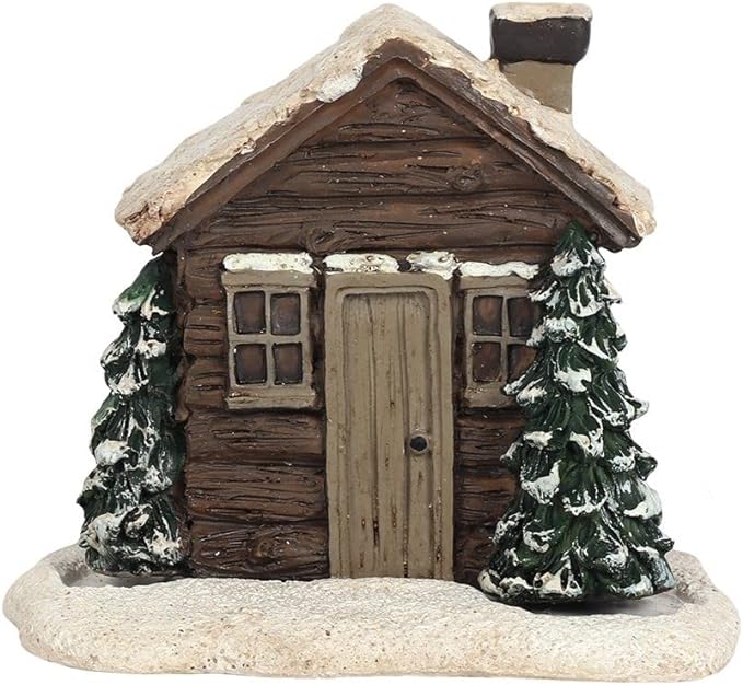 Log Cabin Snowy Winter Incense Cone Burner