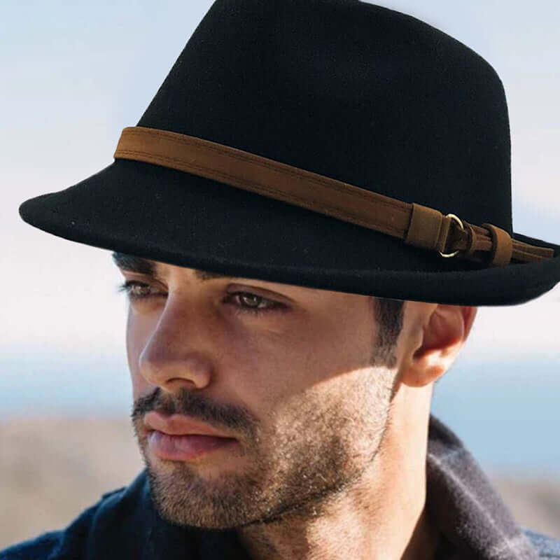 Gentleman Leather Buckle Hat