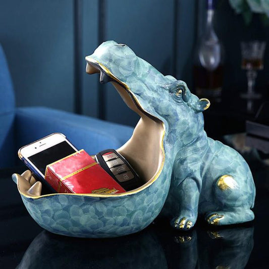 Resin Hippo Statue Holder