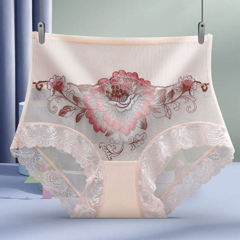 High Waist Premium Lace Embroidered Panties (5-Pack)