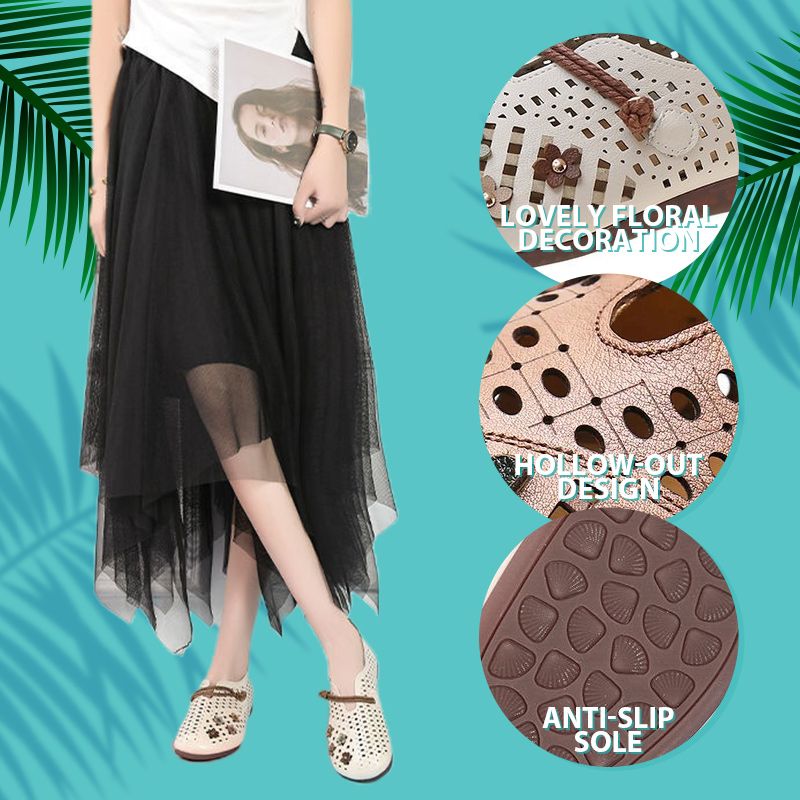 Retro Hollow-out Soft Leather Shoes