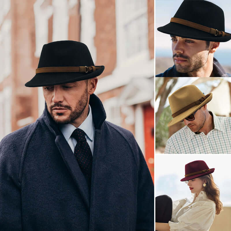 Gentleman Leather Buckle Hat
