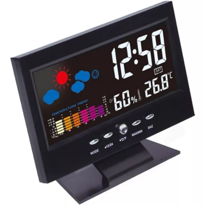 🎁Digital LED Temperature Humidity Monitor Weather Forecast LED Table Alarm Clock