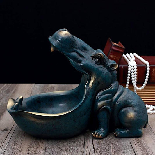 Resin Hippo Statue Holder
