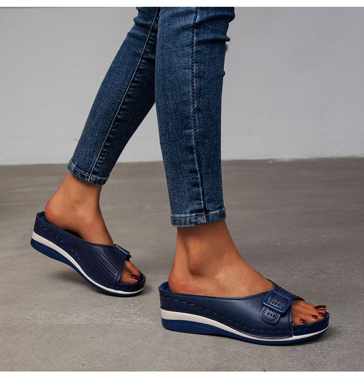 LEATHER SOFT FOOTBED ARCH-SUPPORT SANDALS