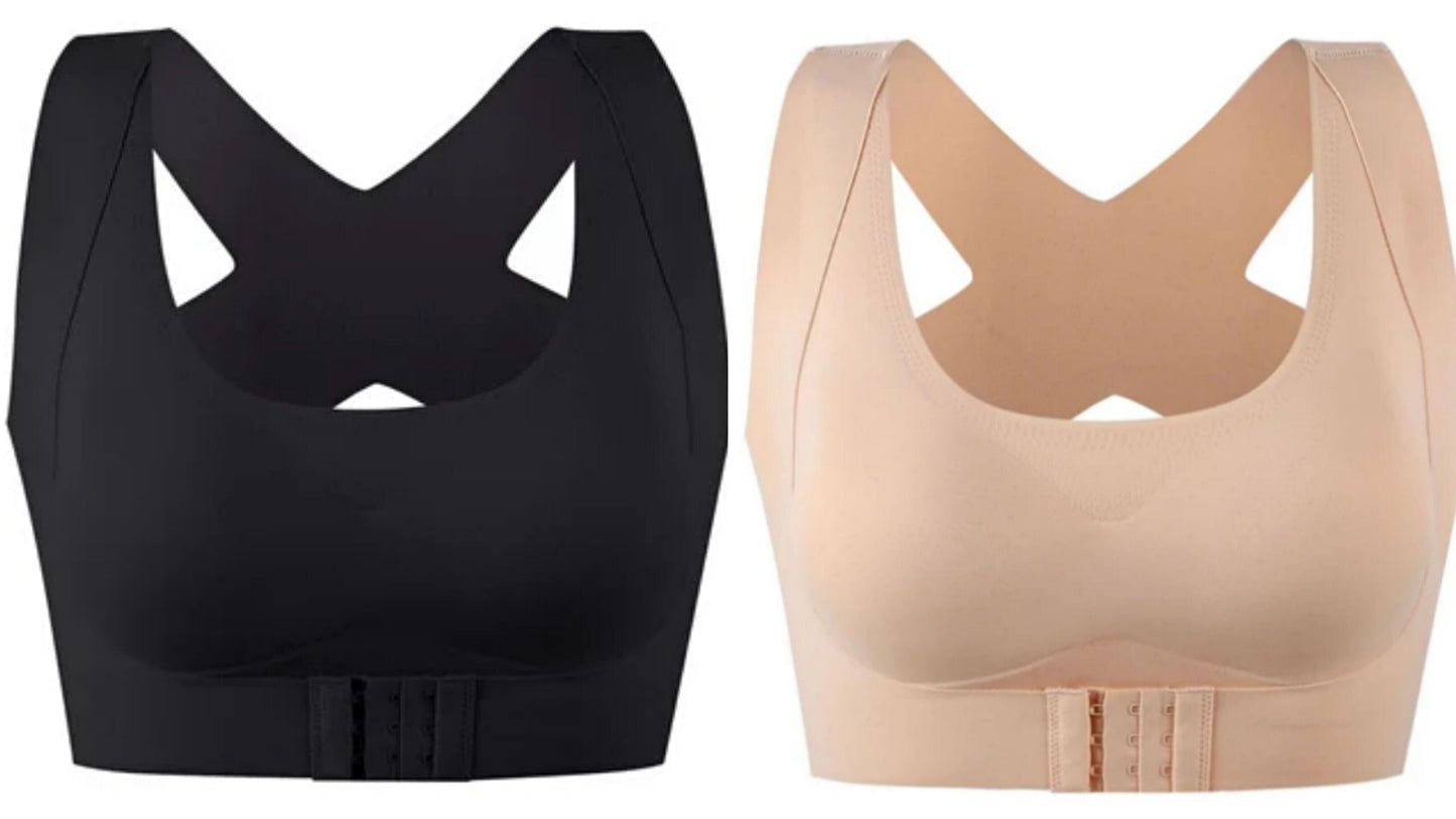 2PCS Unwired Front Buckle Push Up Adjustable Seamless Tank Bra