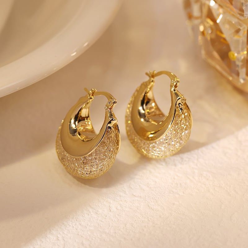 💐💝-MESH HOOP EARRINGS