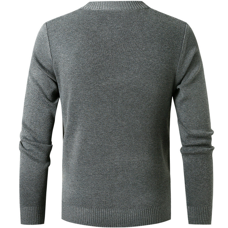 Men's Casual Crew Neck Sweater Solid Color Autumn And Winter Inner Wear