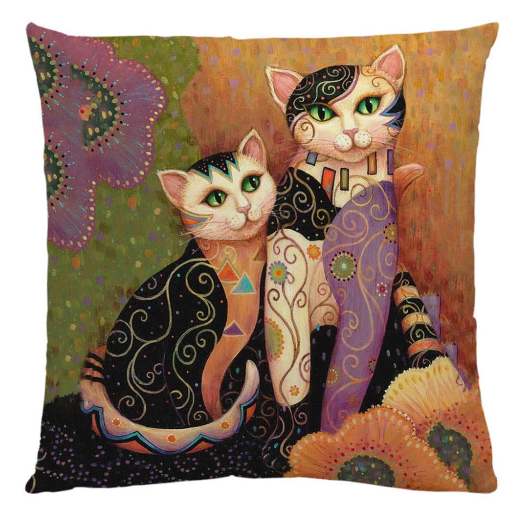 Gustav Klimt Cats Art Pillowcases