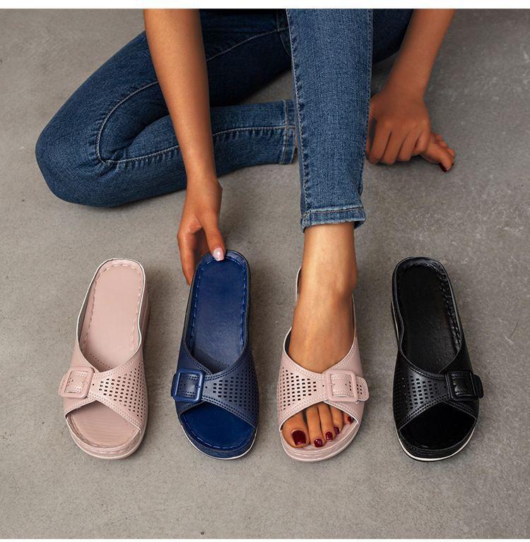 LEATHER SOFT FOOTBED ARCH-SUPPORT SANDALS