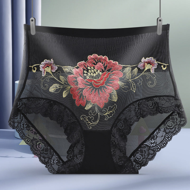 High Waist Premium Lace Embroidered Panties (5-Pack)