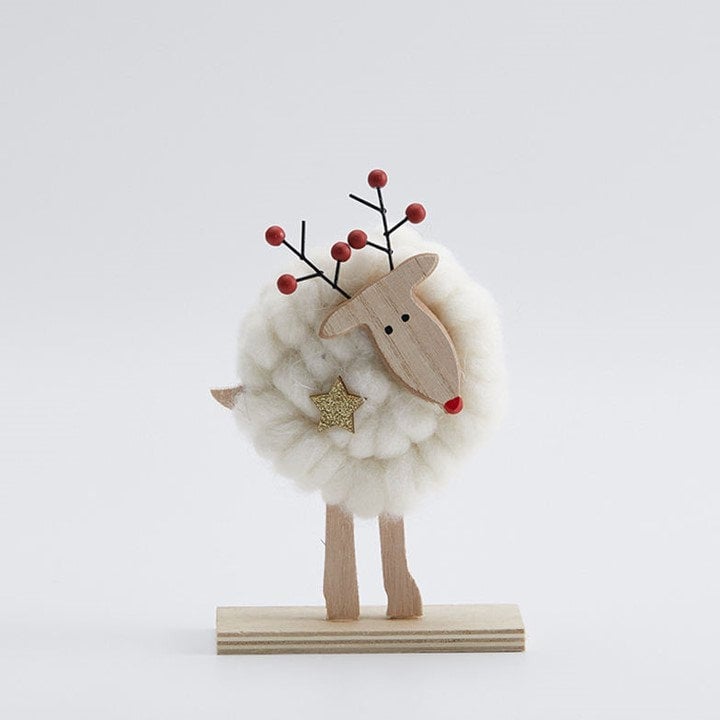 Christmas Home Decor Wool - Wood Felt Reindeer Elk Tree Decorations