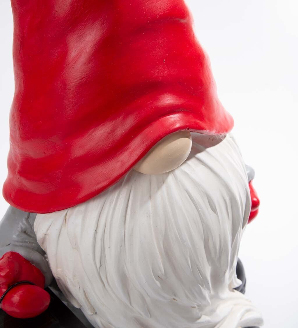 Welcome Home Gnome Sculpture with Solar Lantern