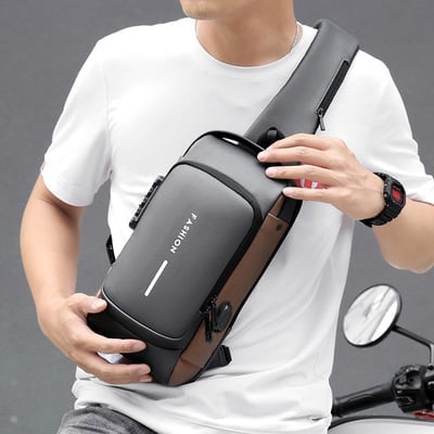 New Carbon Fiber USB charging sport sling  Anti-theft shoulder bag(Buy 2 Free Shipping)